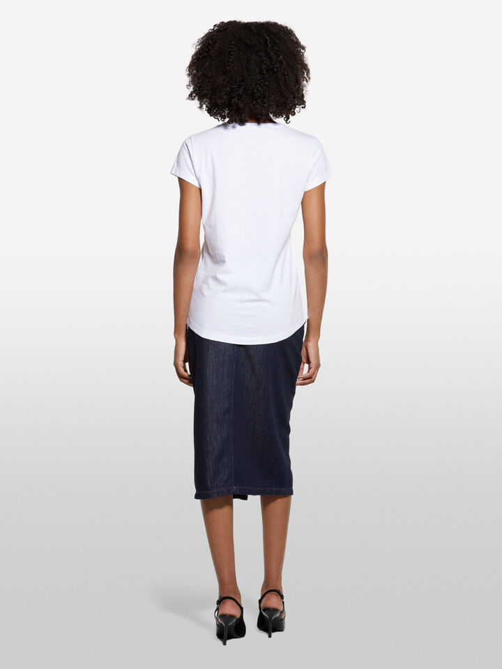 White t-shirt with woman print - women's short sleeve t-shirts - White | Sisley image number 2